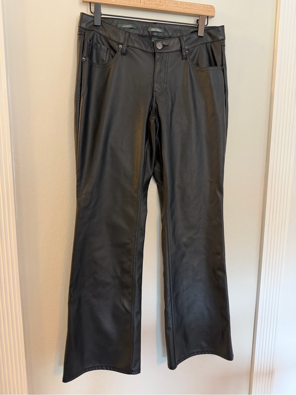 Wild Fable Black Faux Leather Low Rise Flare Jeans